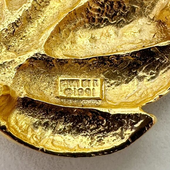 Mimi Di N Vintage 1991 Gold Tone Leaf Belt Buckle Piece - Picture 3 of 12